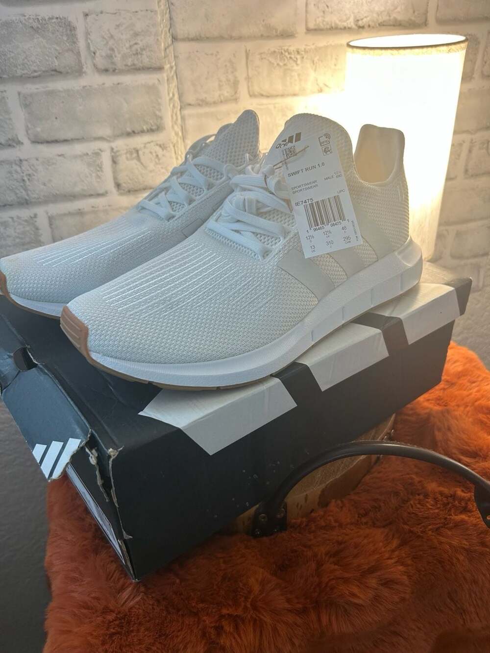 Adidas Men's Swift Run 1.0 Lifestyle Sneakers in Cloud White/Gum (IE7475) - Picture 10 of 12